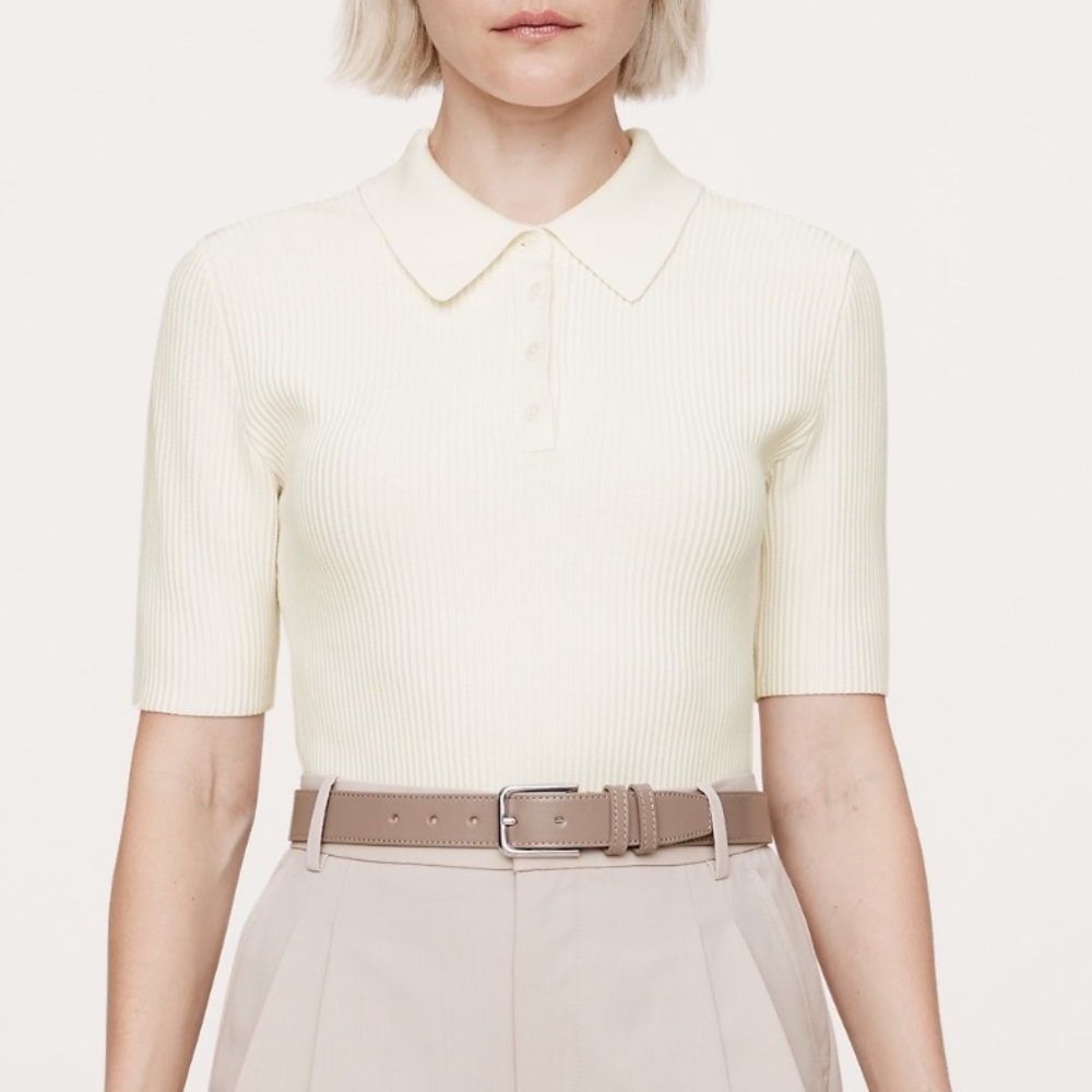 Banana Republic Structured Cream Ribbed polo